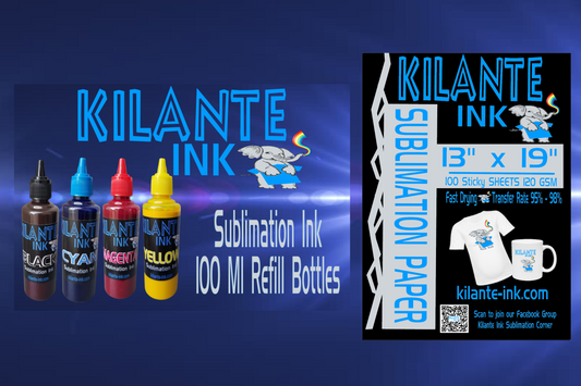 Sublimation Starter Pack + 13x19 Sticky Sublimation Paper - Kilante Ink
