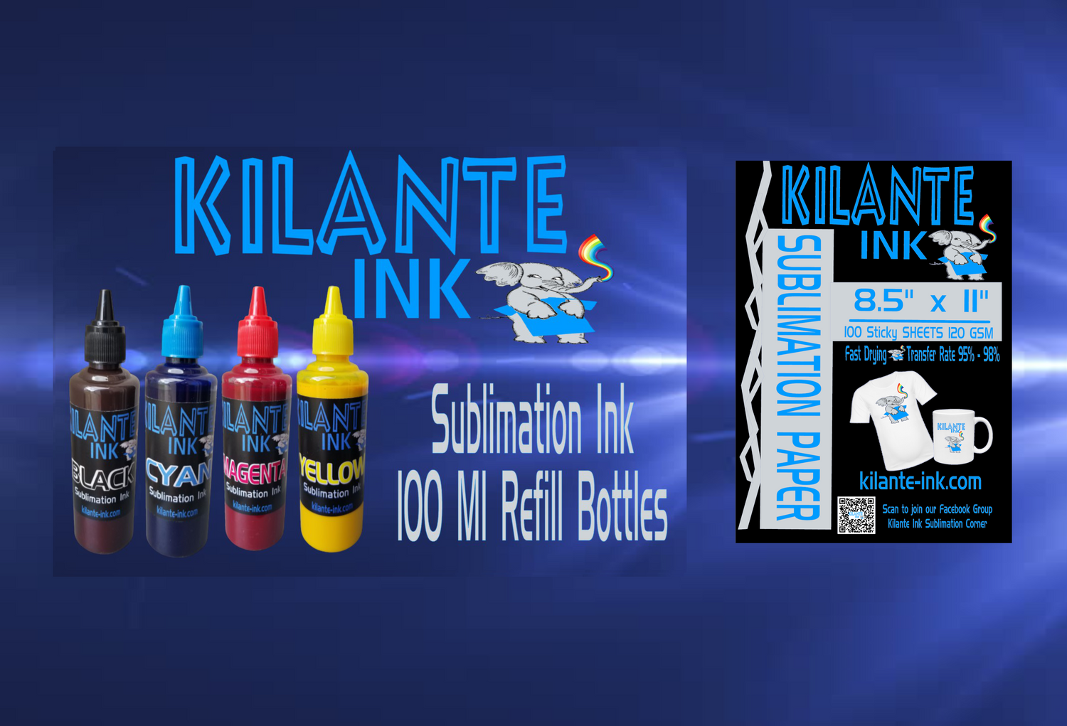Sublimation Ink + 8.5x11 Sticky Sublimation Paper - Kilante Ink