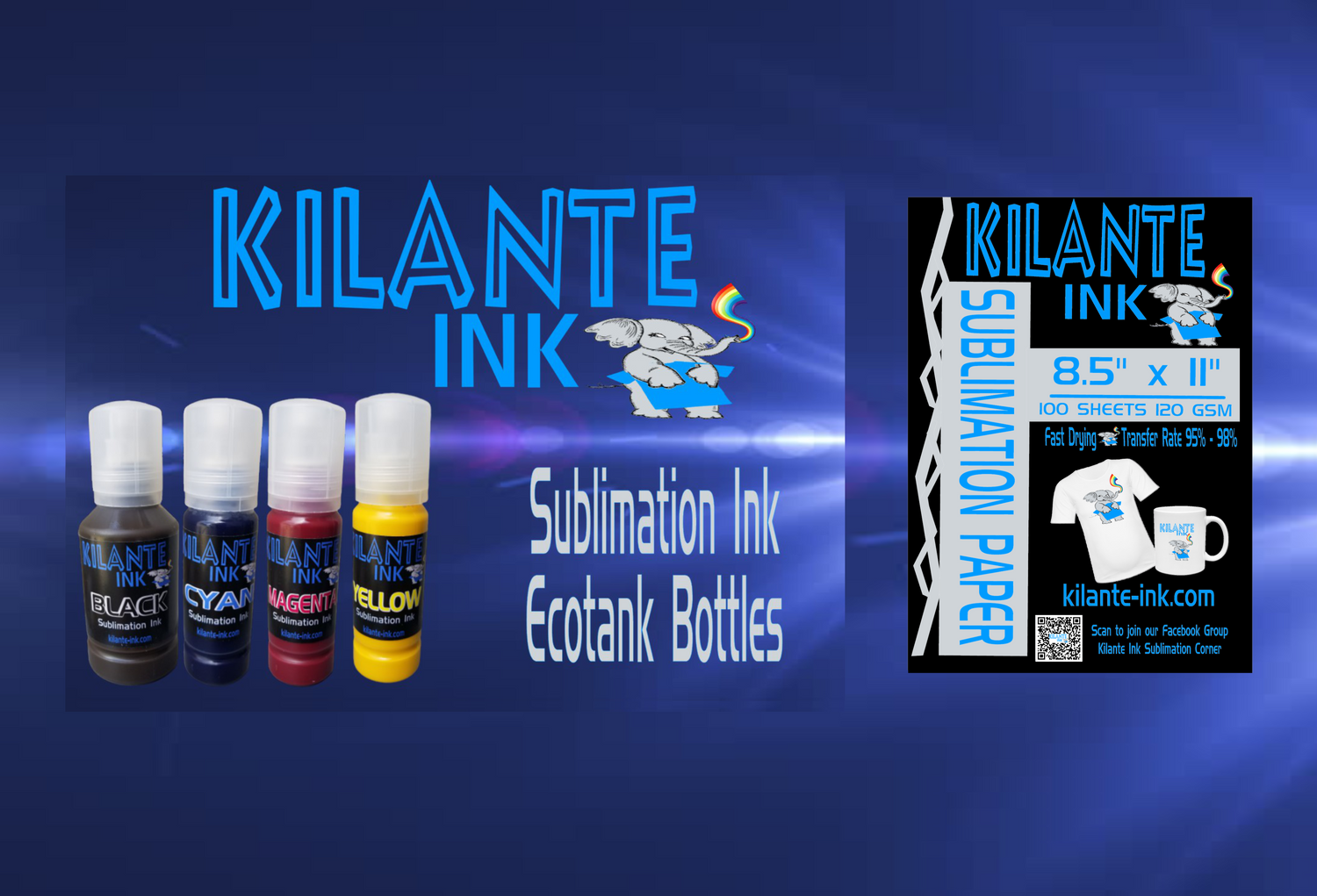 Sublimation Ink + 8.5x11 Regular Sublimation Paper Combo Pack - Kilante Ink