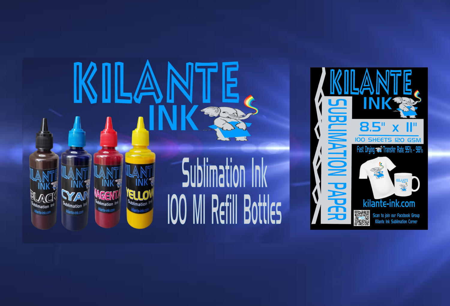 Sublimation Ink + 8.5x11 Regular Sublimation Paper Combo Pack - Kilante Ink